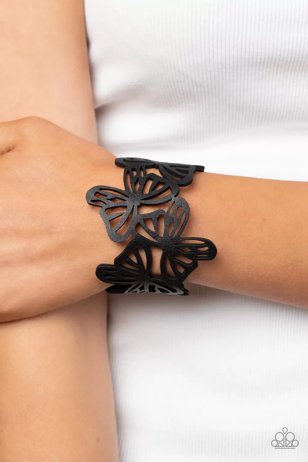 Butterfly Breeze Black Urban Wrap Bracelet - Paparazzi Accessories