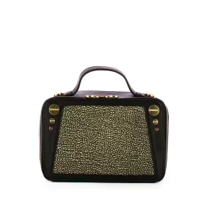 Camera Case Donna Media BORBONESE linea Road in Nylon OP Naturale e Pelle Nera