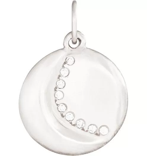 Carved Crescent Moon Charm Pavé Diamonds