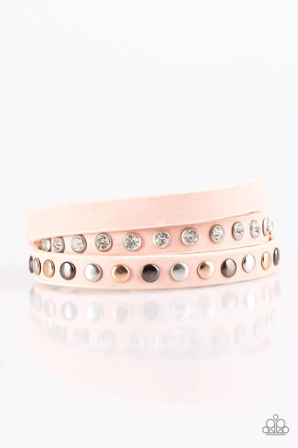 Catwalk Casual Pink Leather Urban Double-wrap Snap Bracelet - Paparazzi Accessories