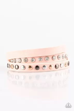 Catwalk Casual Pink Leather Urban Double-wrap Snap Bracelet - Paparazzi Accessories