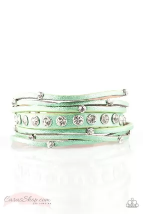 CATWALK It Off Metallic Green Wrap Snap Bracelet - Paparazzi Accessories