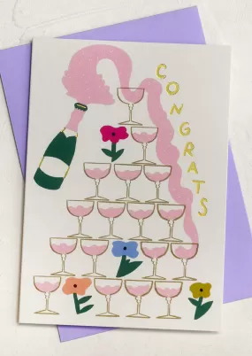 Champagne Tower Congrats Card