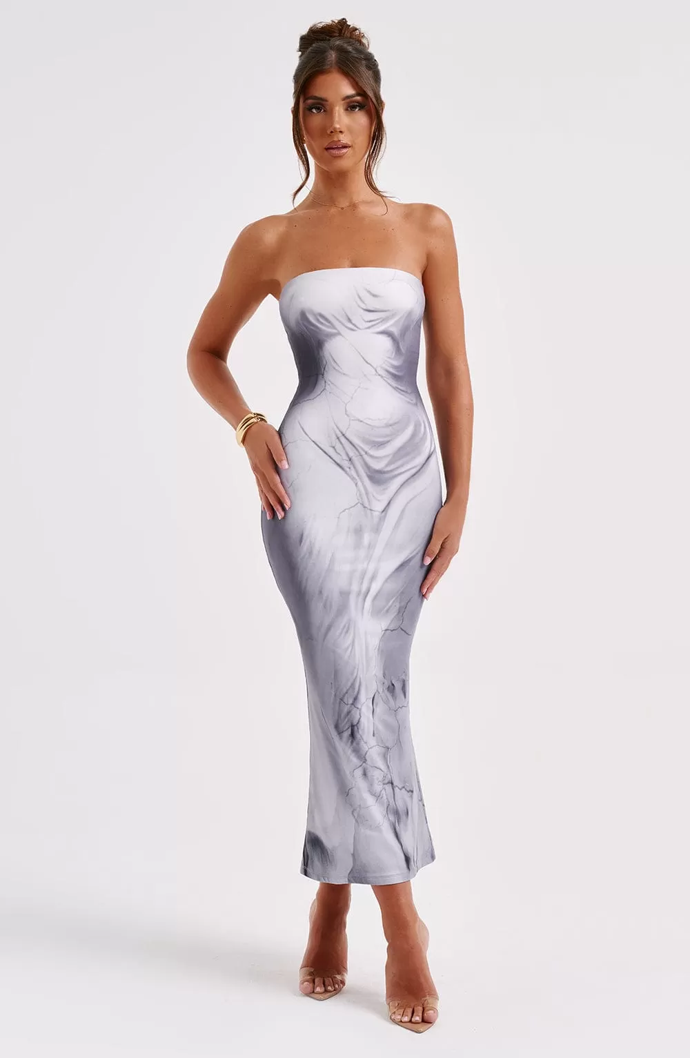 Charmayne Midi Dress - Grey Body Print