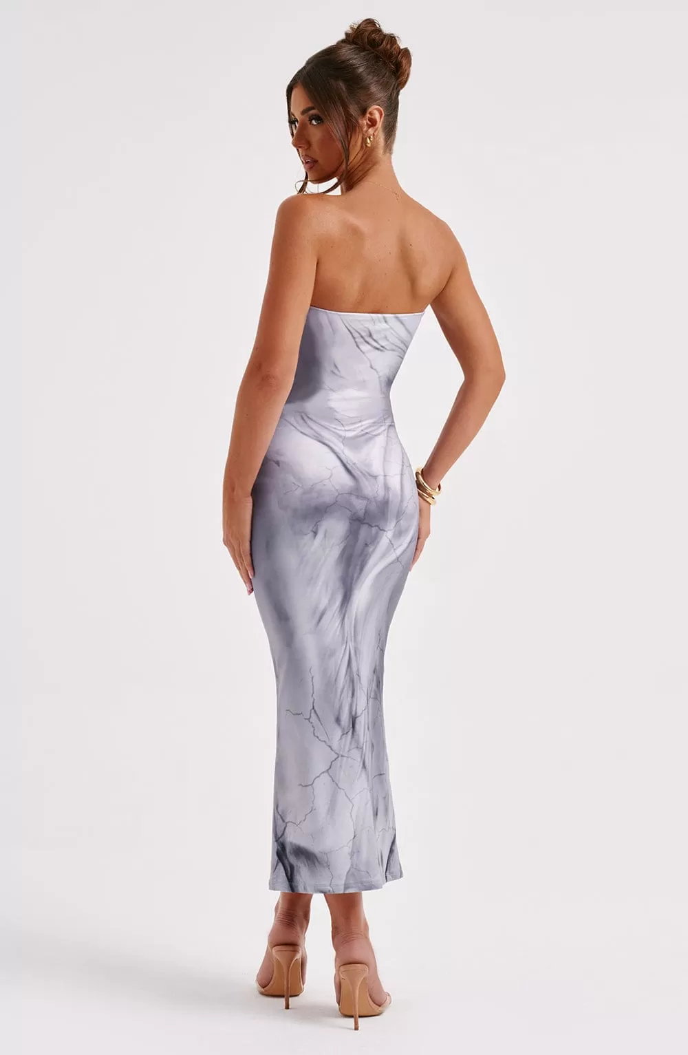 Charmayne Midi Dress - Grey Body Print