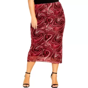 City Chic Womens Midi Printed Pencil Skirt