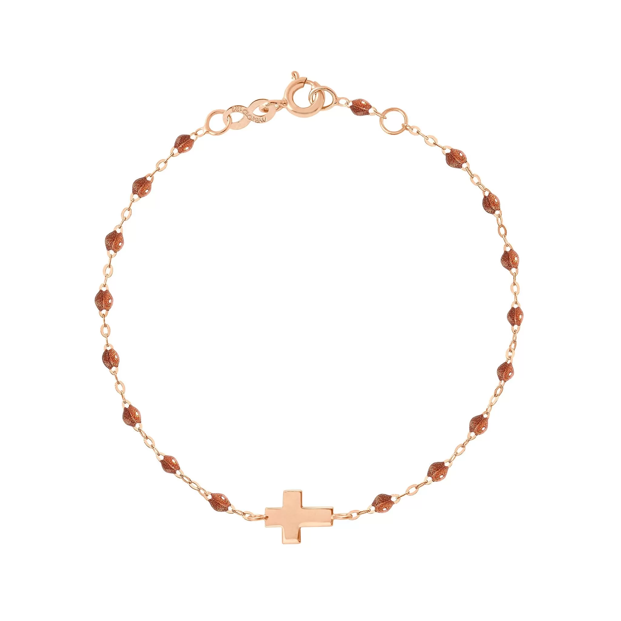 Classic Fauve Cross Charm Bracelet, Rose Gold, 6.7"