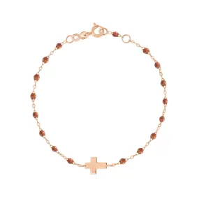 Classic Fauve Cross Charm Bracelet, Rose Gold, 6.7"