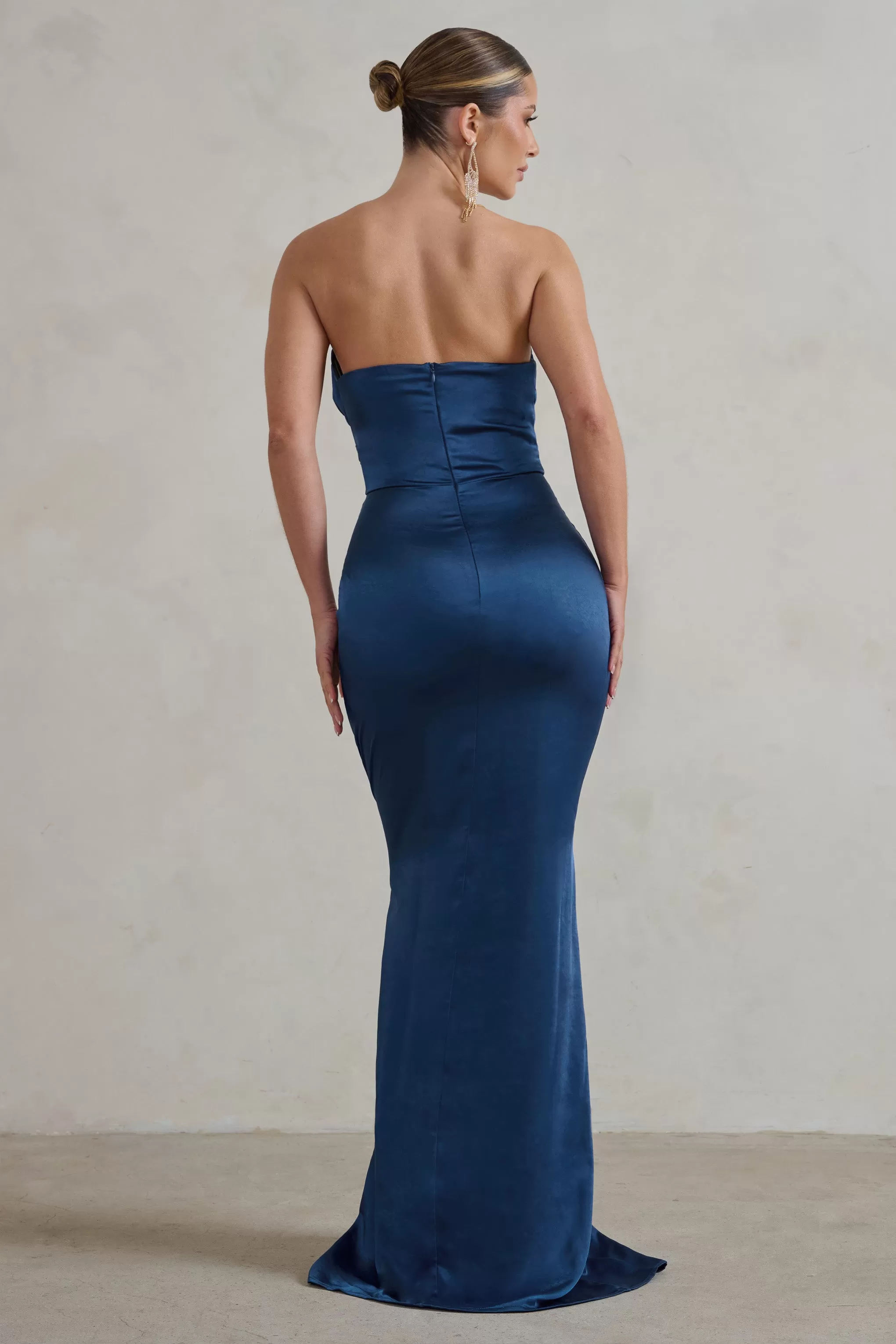 Coraline | Navy Strapless Maxi Dress With Split