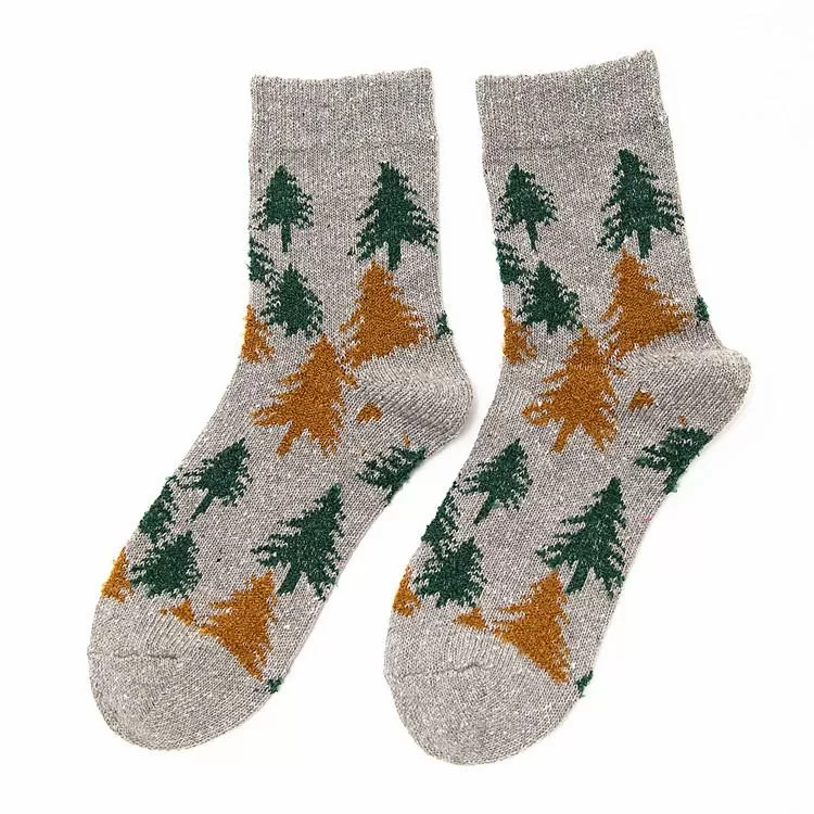 Cotton Socks | Snowy Forest | Grey