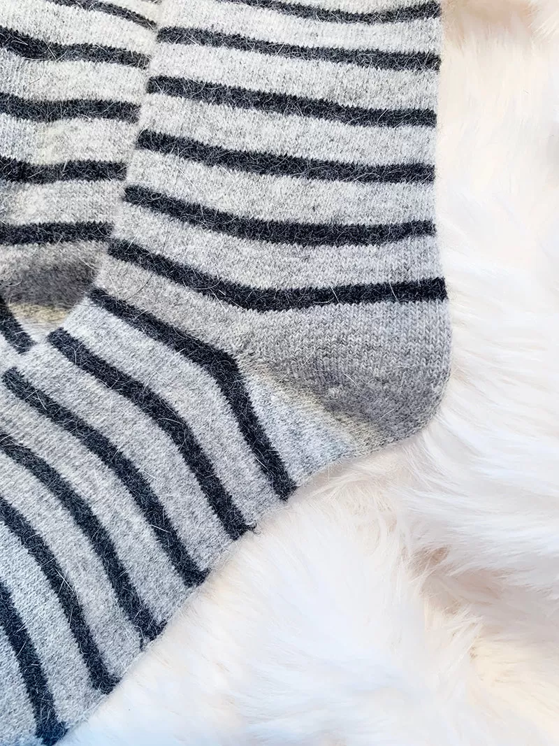 Cozy and Warm | Wool Socks | Grey Stripes