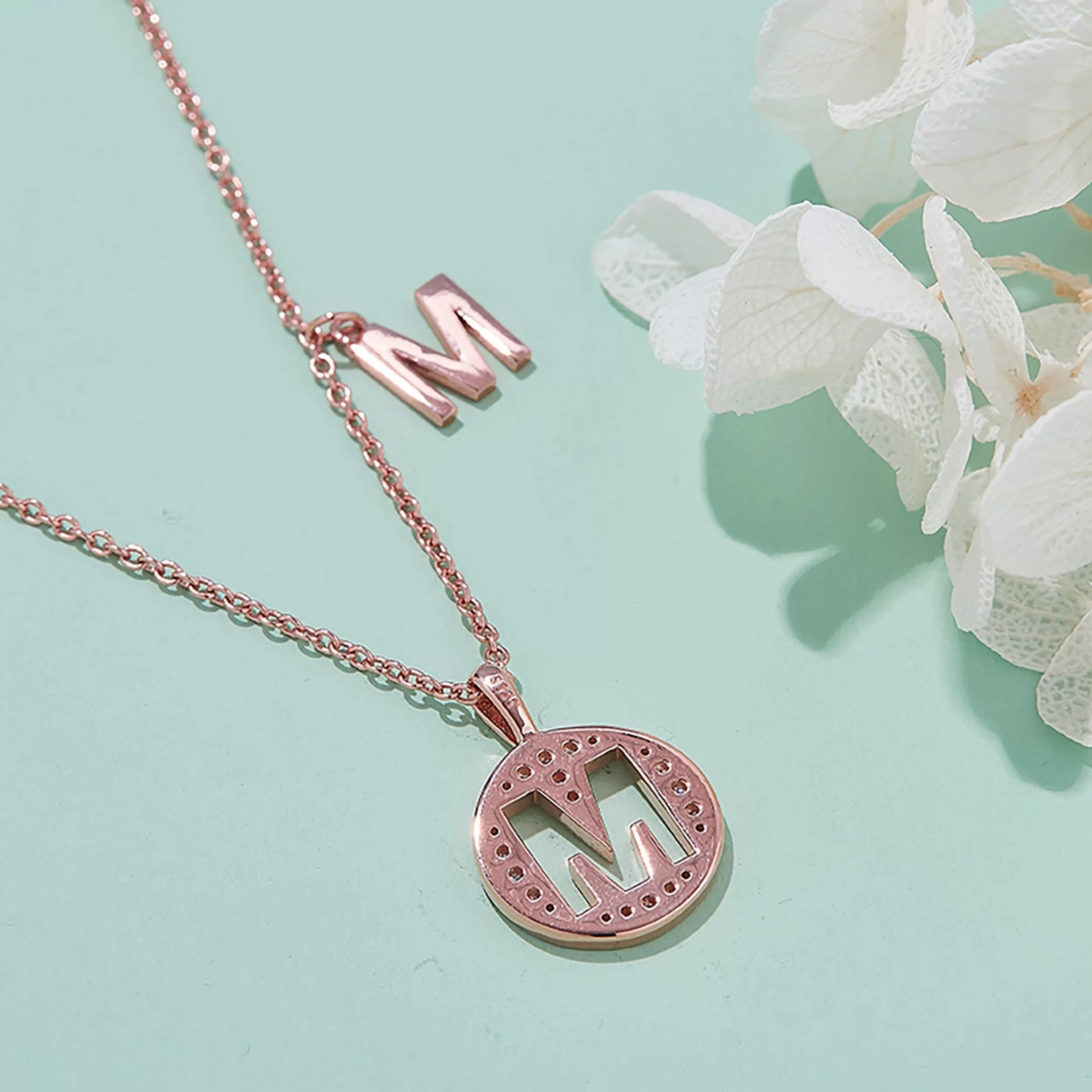 Customized M Letter Moissanite Diamond Necklace