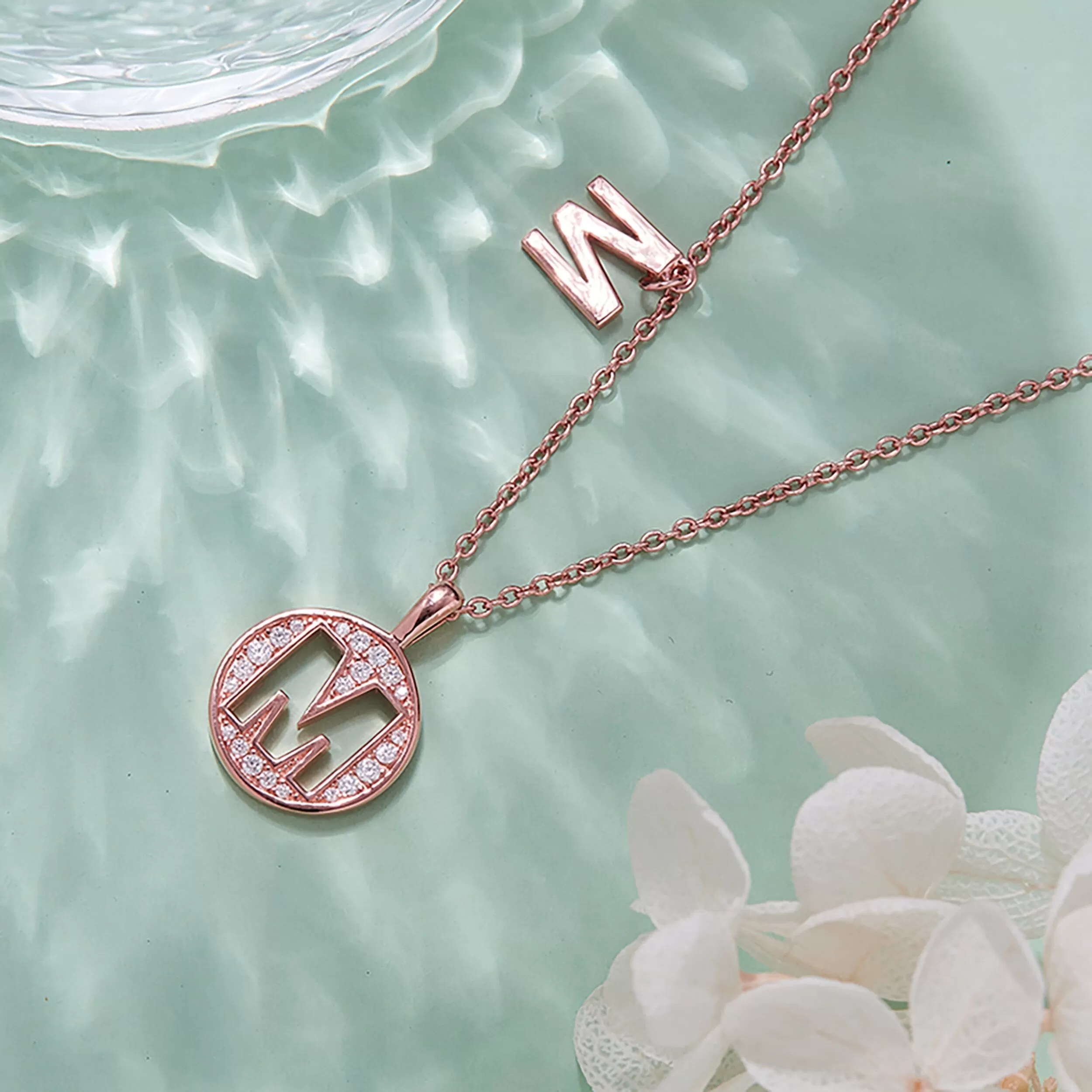 Customized M Letter Moissanite Diamond Necklace