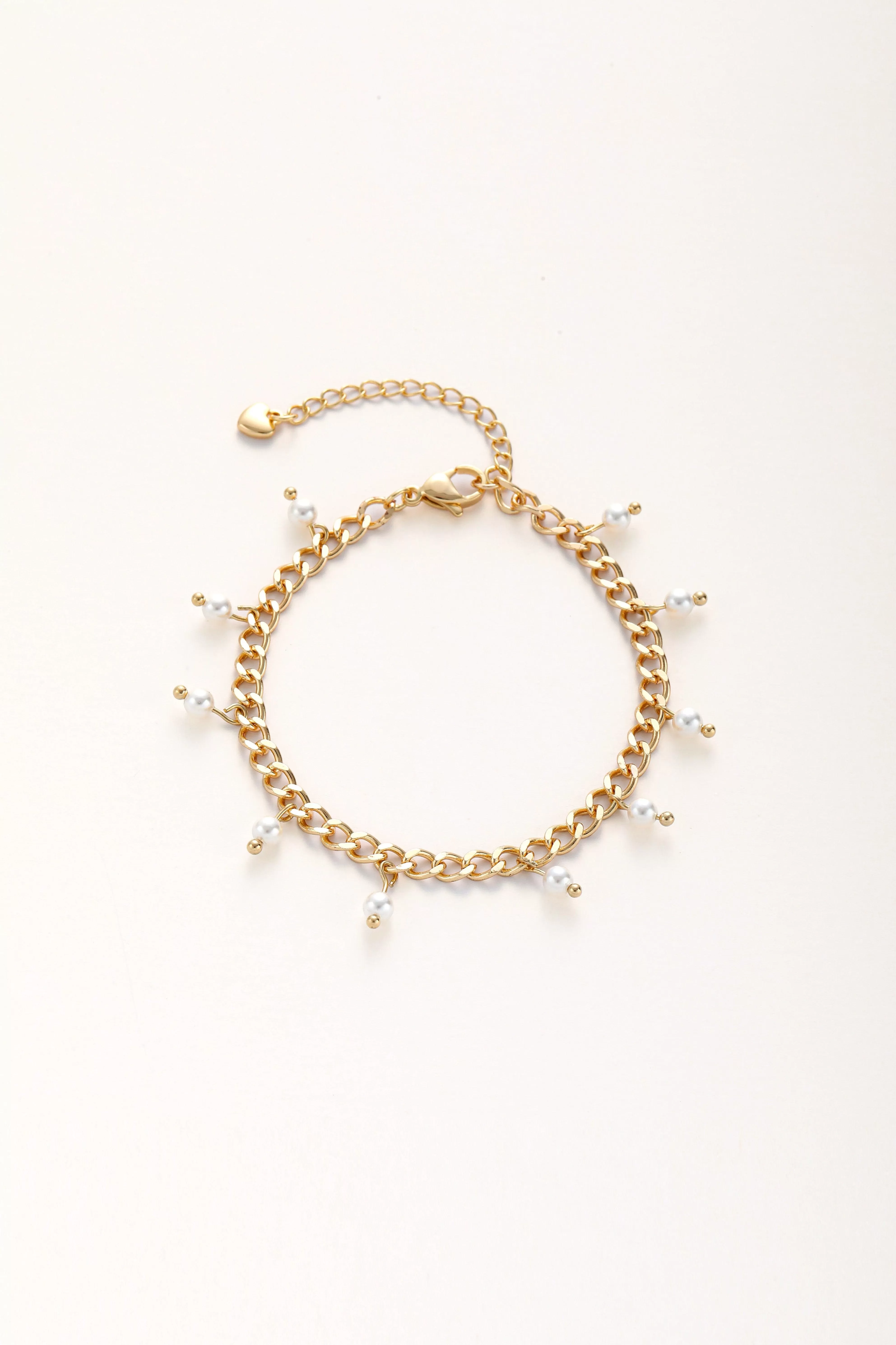 Dainty Pearl Charms Chain Bracelet