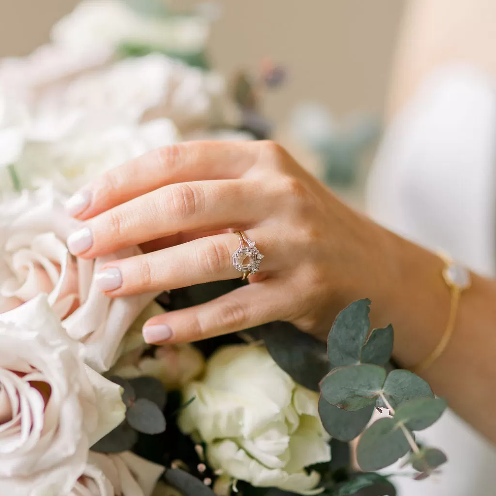 Diamond & Sapphire Droplet Hugging ring