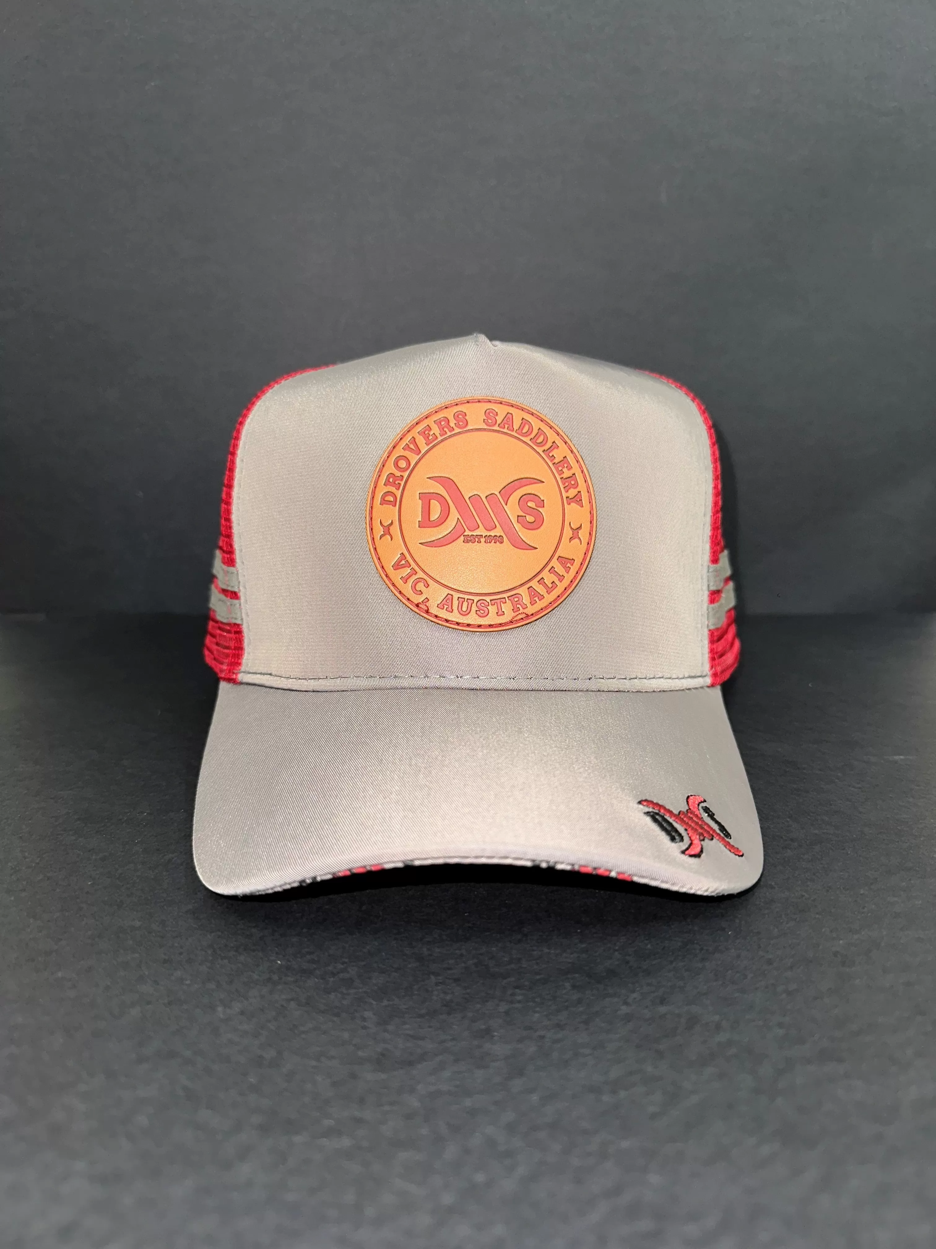 Drovers Saddlery Trucker Cap - Maroon/Grey