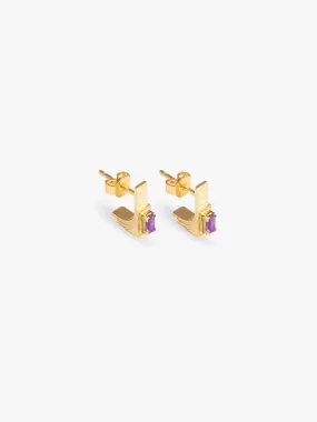 Earring Refined Brutalism Amethyst 14kt Solid Gold