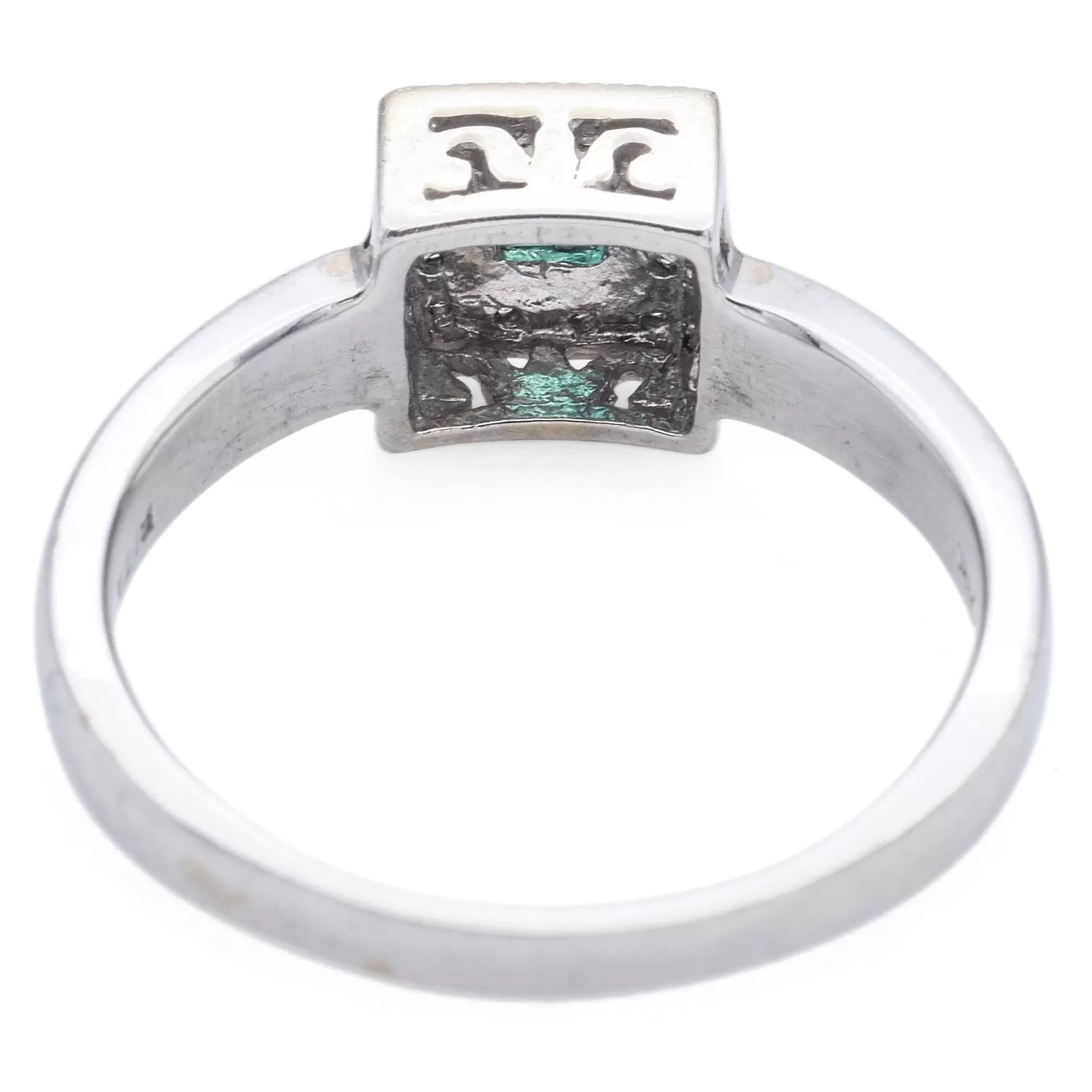 EFFY BITA 14K White Gold Emerald & Diamond Ring Size 7