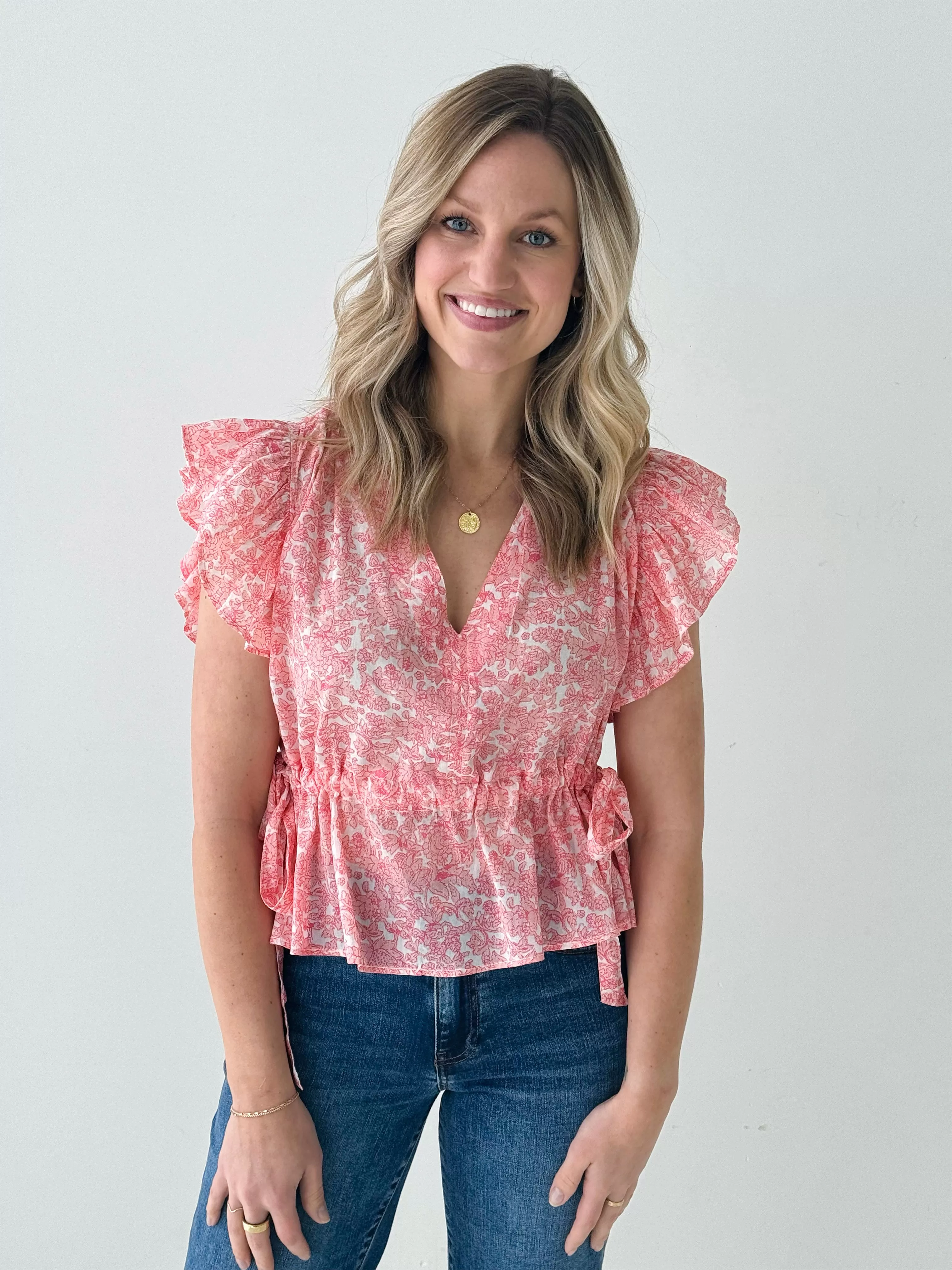 Elan Sally Top in Pink Santa Fe