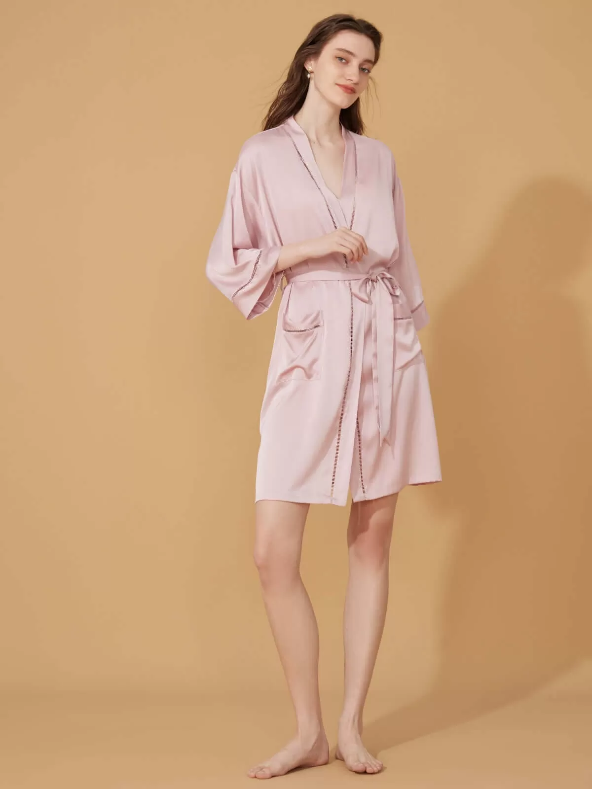 Elegant Hollow Detail Short Robe