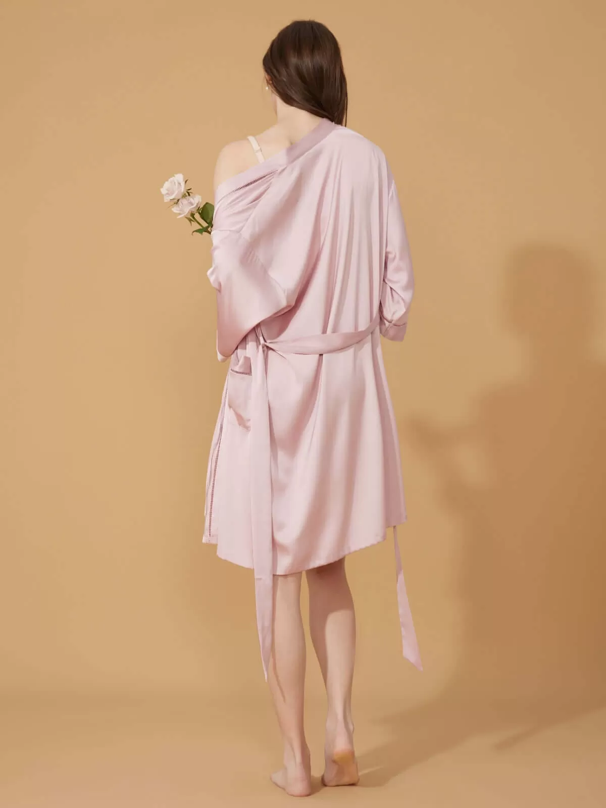 Elegant Hollow Detail Short Robe