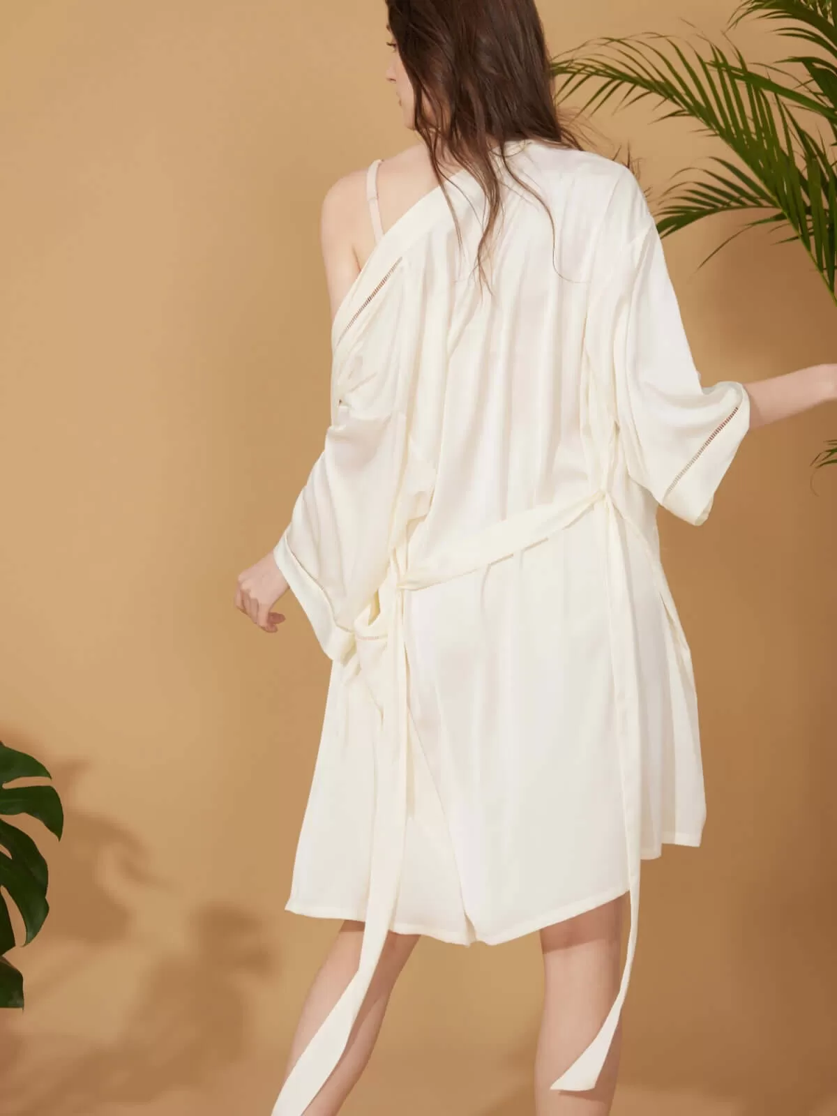 Elegant Hollow Detail Short Robe