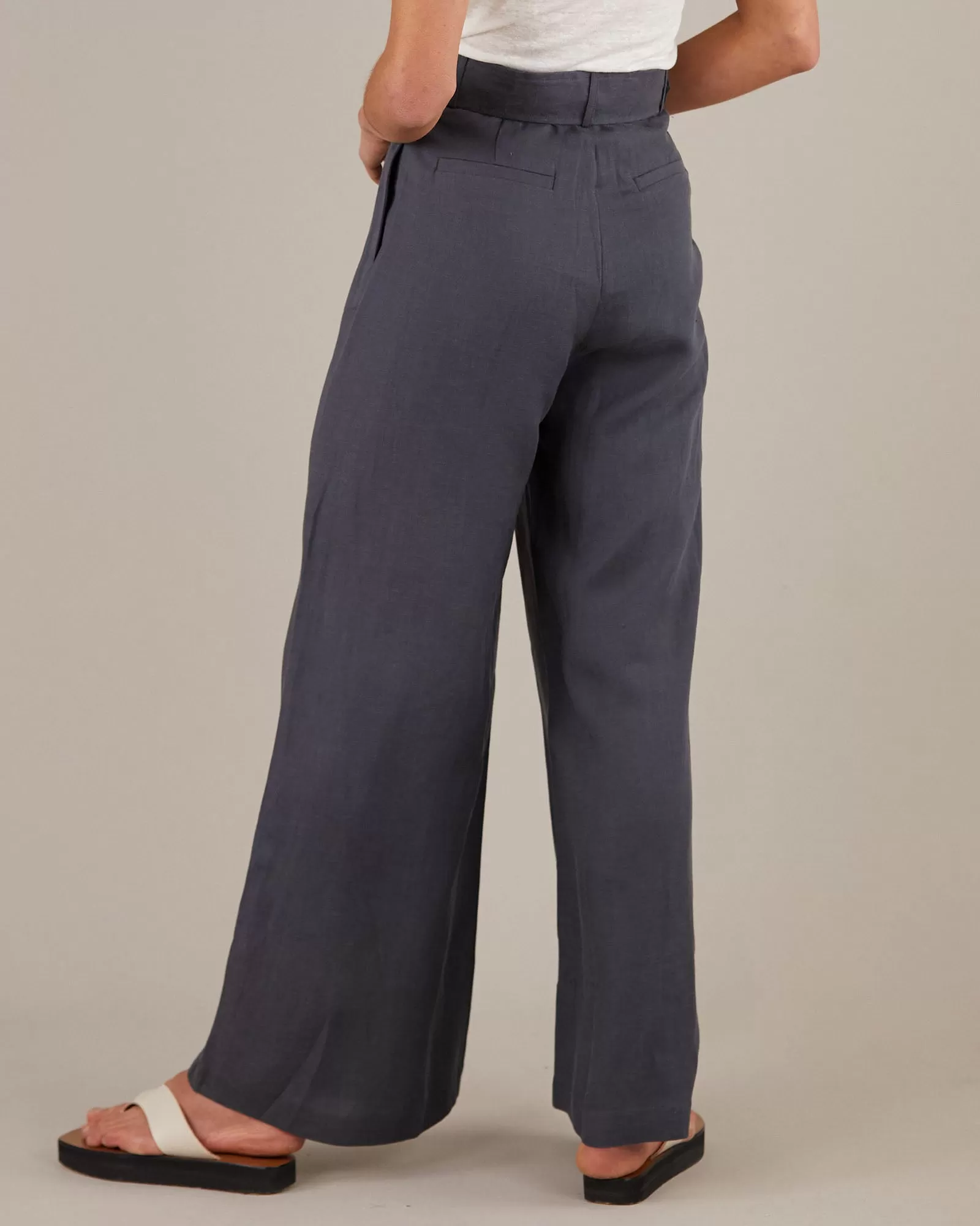 Elvie Linen Twill Pant - Slate Blue