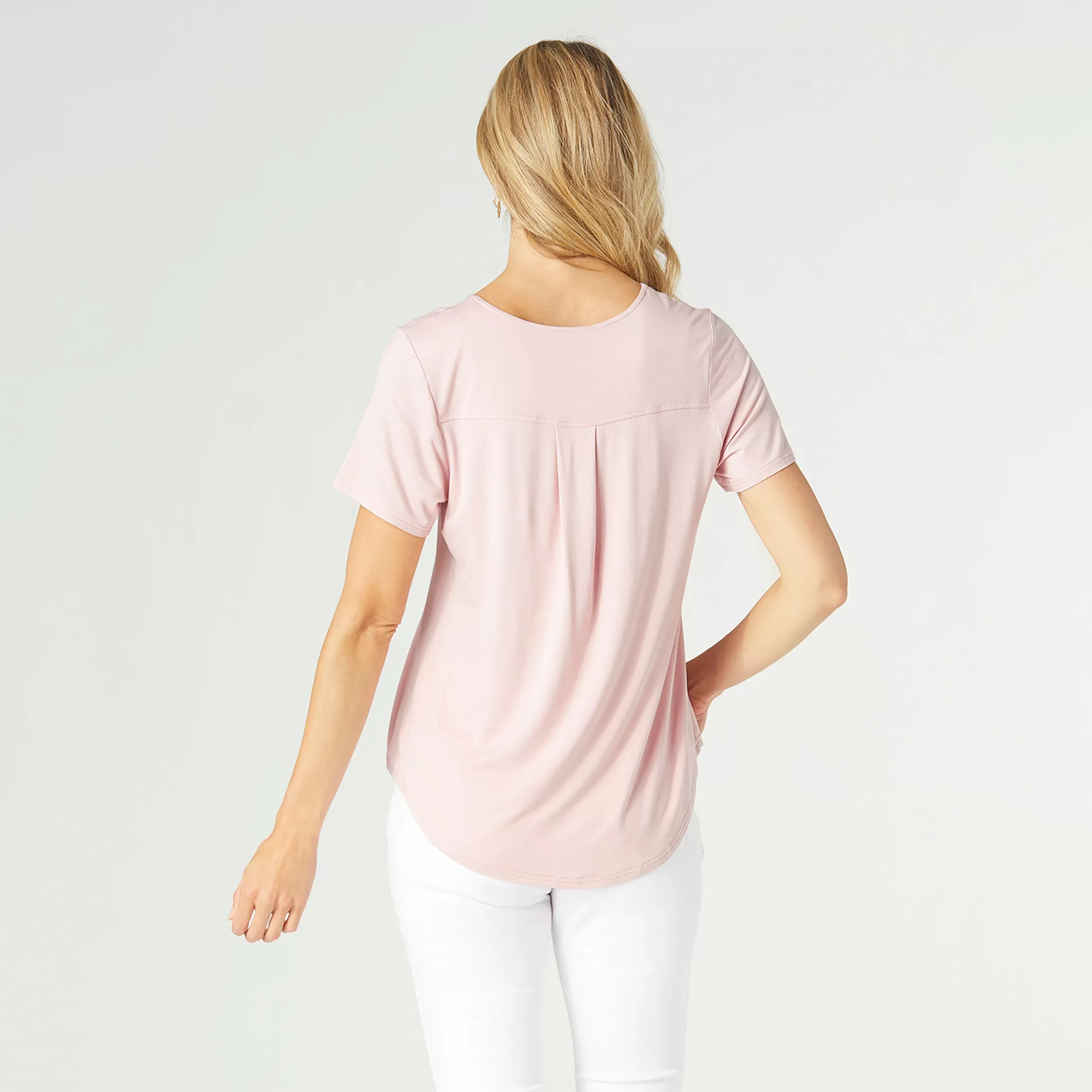 Erin Pleat Back Tee - Rose - Final Sale