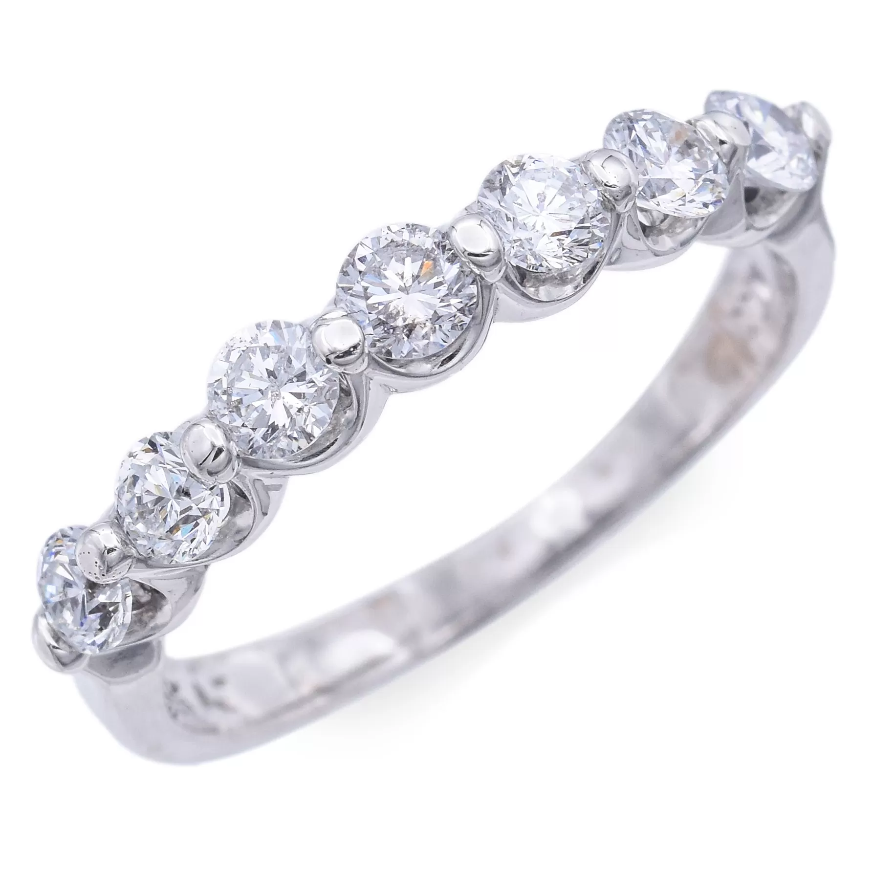 Estate 14K White Gold 0.77 TCW Diamond Semi-Eternity Band Ring Size 8