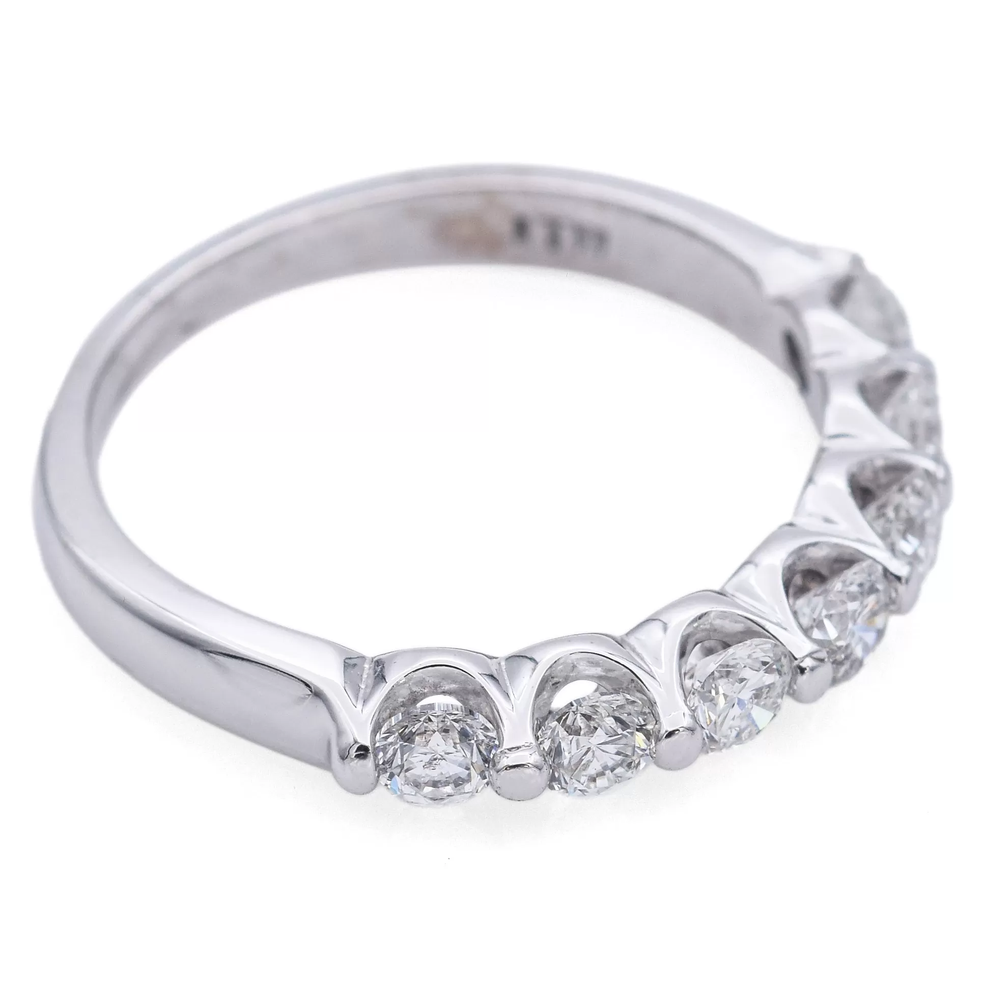 Estate 14K White Gold 0.77 TCW Diamond Semi-Eternity Band Ring Size 8