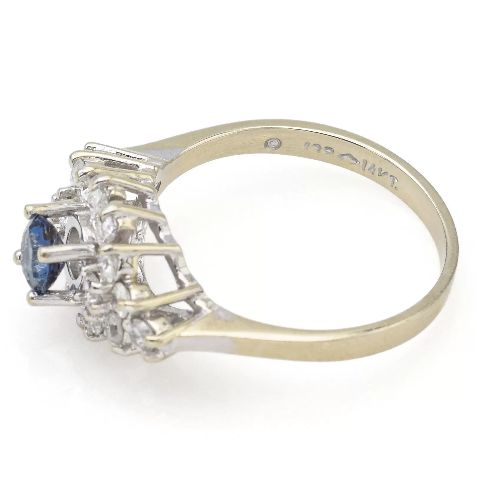 Estate 14K White Gold Sapphire & 0.48 TCW Diamond Band Ring