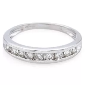 Estate 950 Platinum 0.54 TCW Diamond Semi-Eternity Band Ring Size 7.75