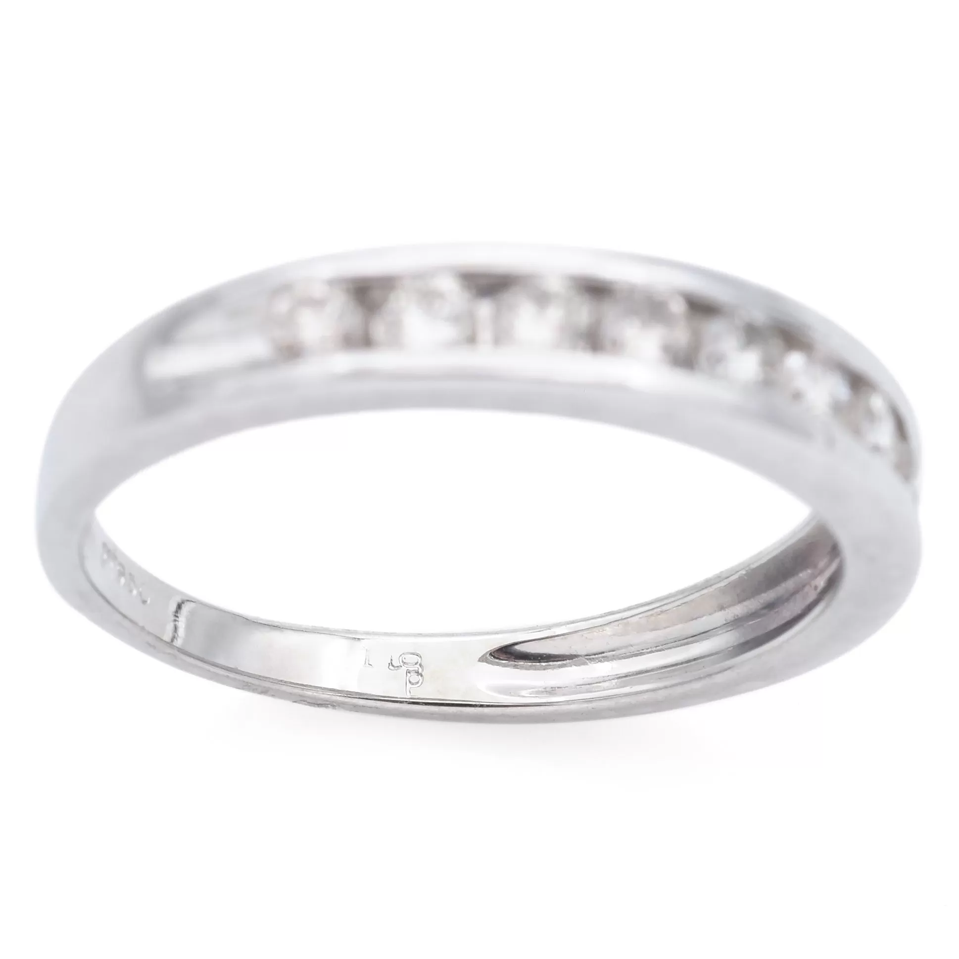 Estate 950 Platinum 0.54 TCW Diamond Semi-Eternity Band Ring Size 7.75