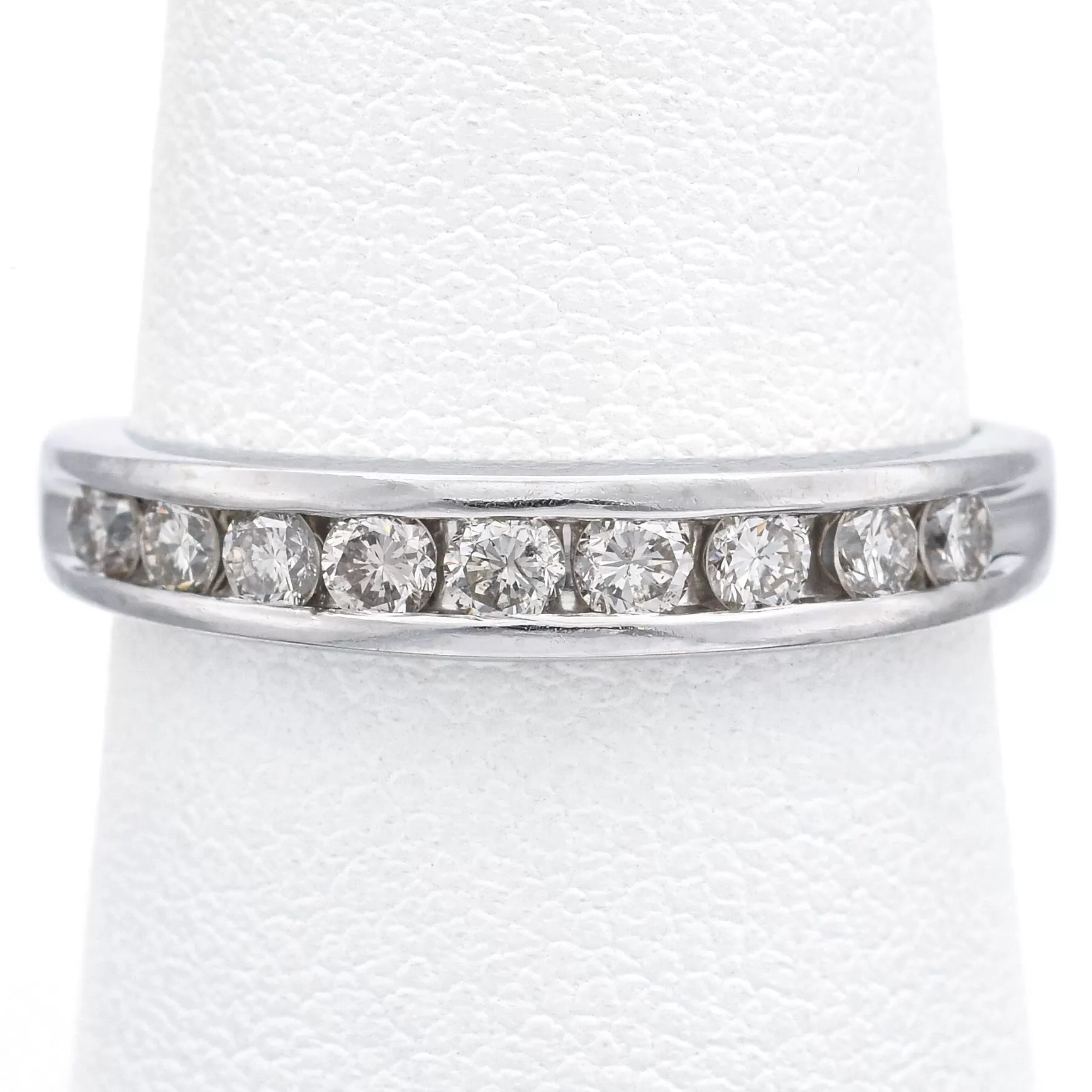 Estate 950 Platinum 0.54 TCW Diamond Semi-Eternity Band Ring Size 7.75