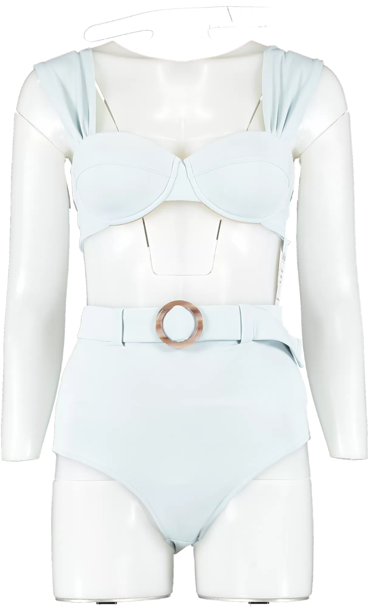 evarae Pale Blue Audrey High Waisted Belted Bikini Set - Top Uk8 / Bottoms UK 10