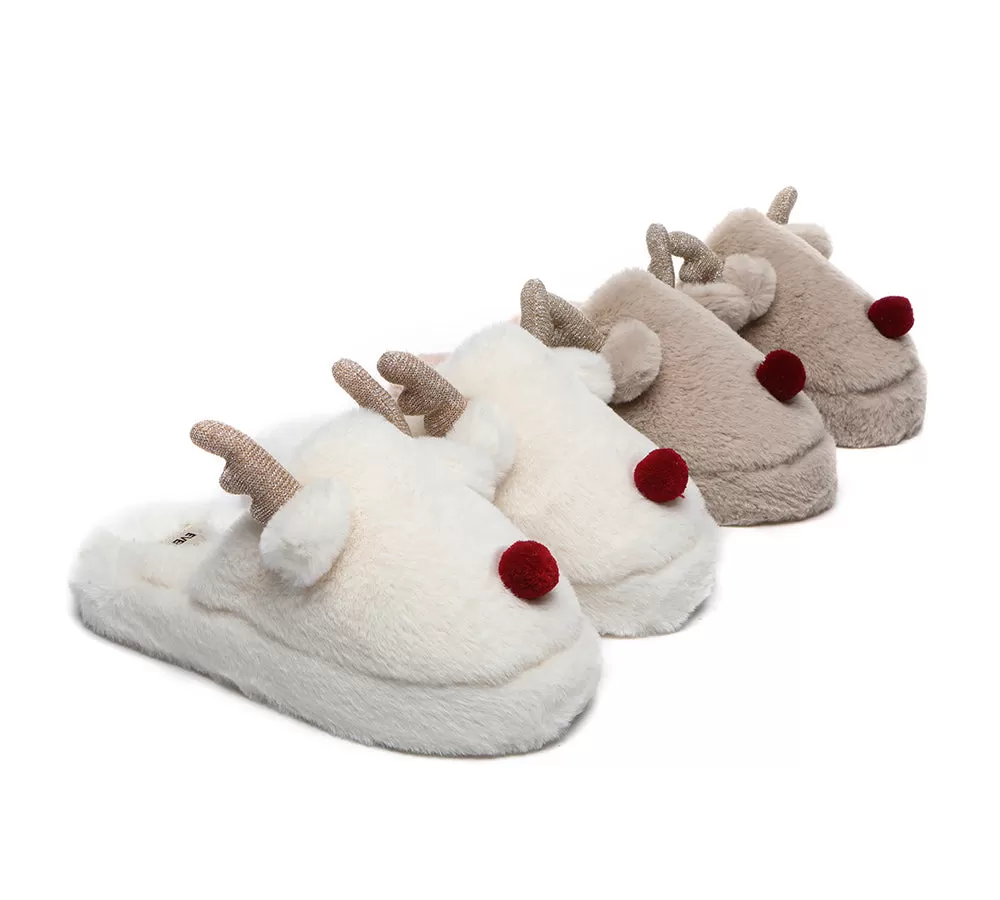 EVERAU Ultra Plush Unisex Reindeer Slippers