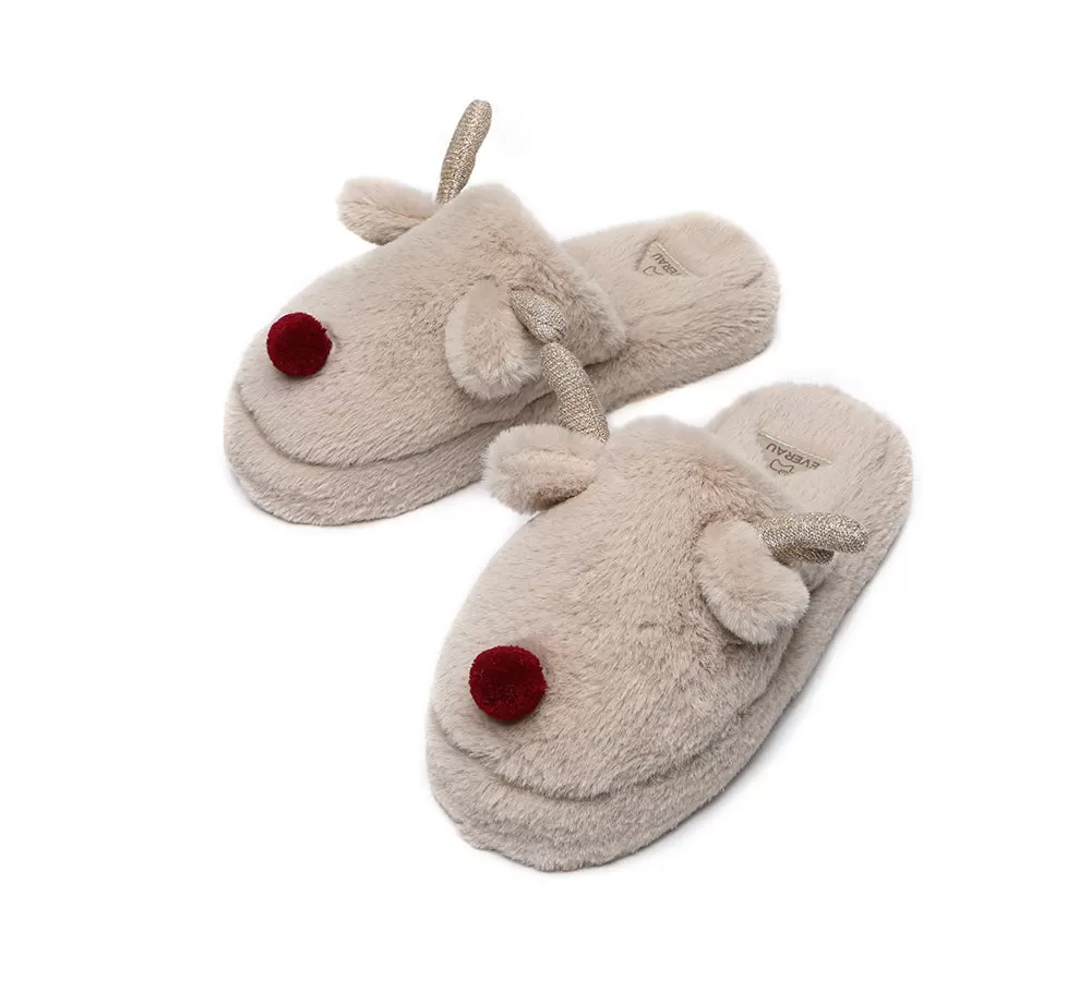 EVERAU Ultra Plush Unisex Reindeer Slippers