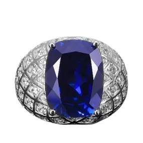 Extremely Elegant Sapphire Adjustable Ring - 925 Sterling Silver