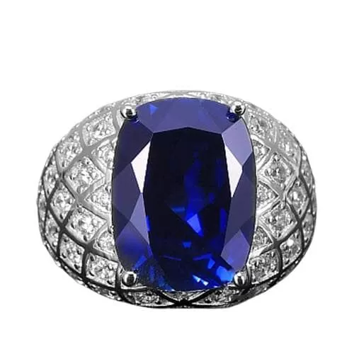 Extremely Elegant Sapphire Adjustable Ring - 925 Sterling Silver