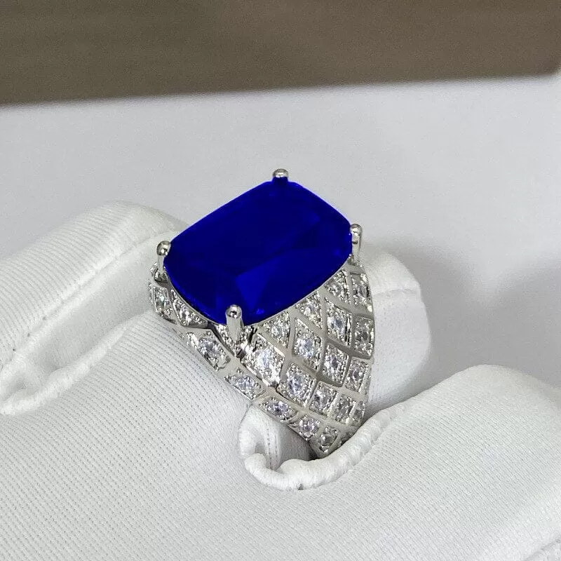 Extremely Elegant Sapphire Adjustable Ring - 925 Sterling Silver