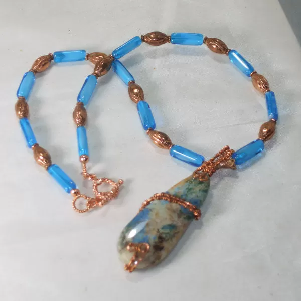 Faina Lazulite Cabochon Pendant Necklace