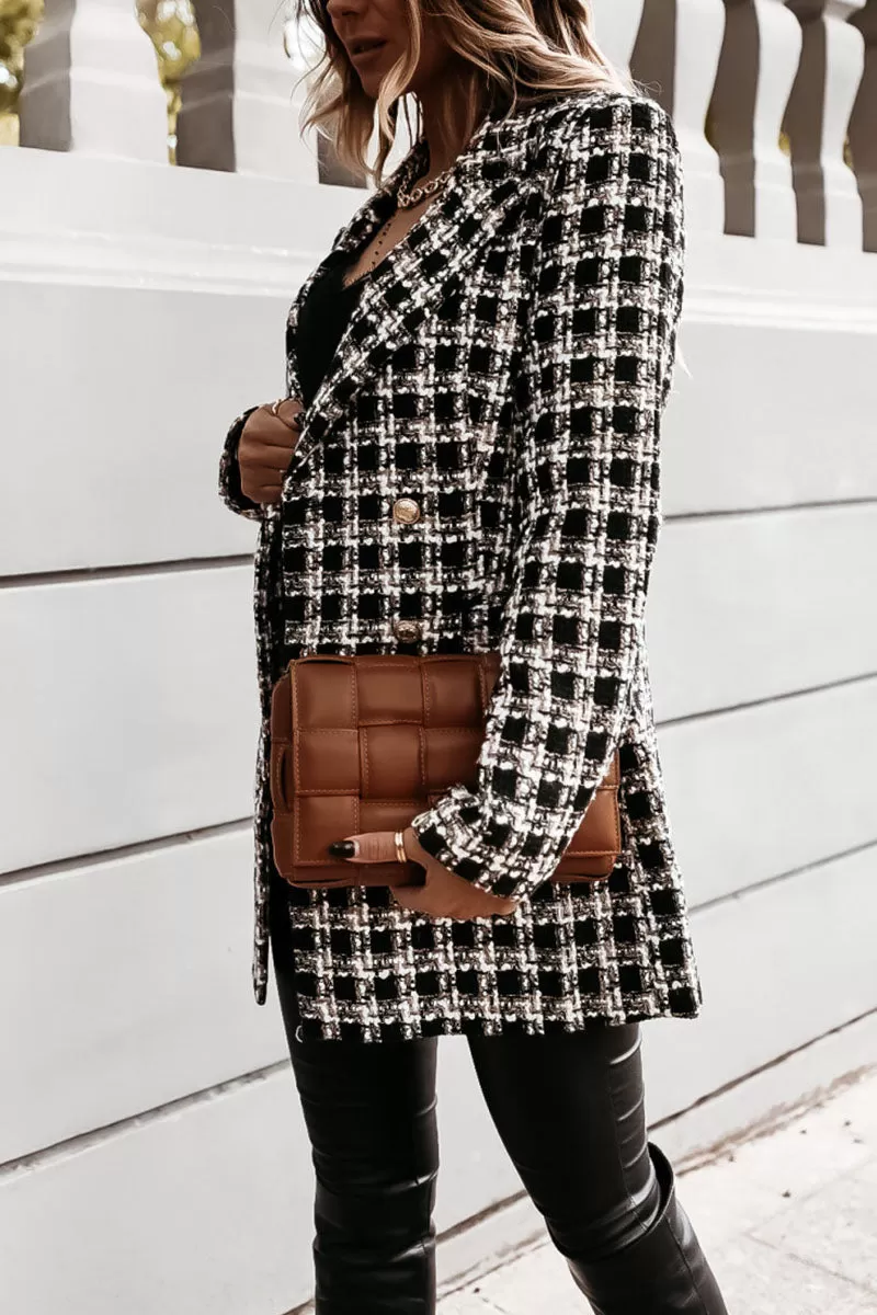 Fashion Street Plaid Turn-back Collar Outerwear