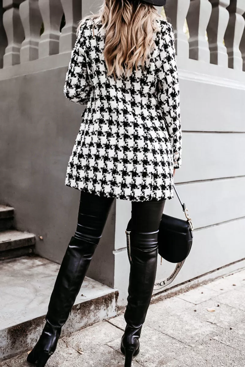 Fashion Street Plaid Turn-back Collar Outerwear