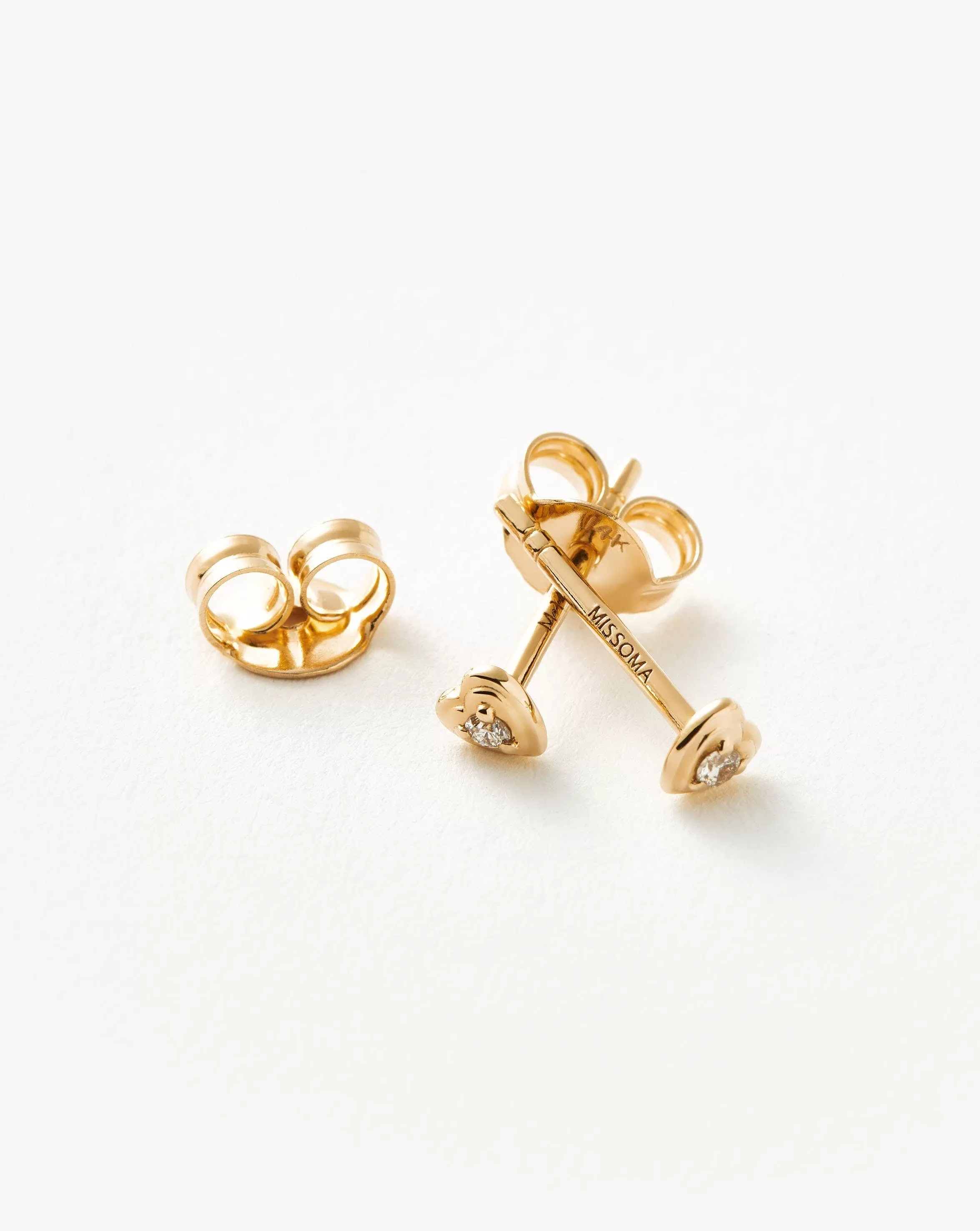 Fine Diamond Heart Stud Earrings