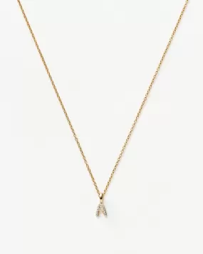 Fine Diamond Initial Mini Pendant Necklace  - A | 14k Solid Yellow Gold Plated/Diamond