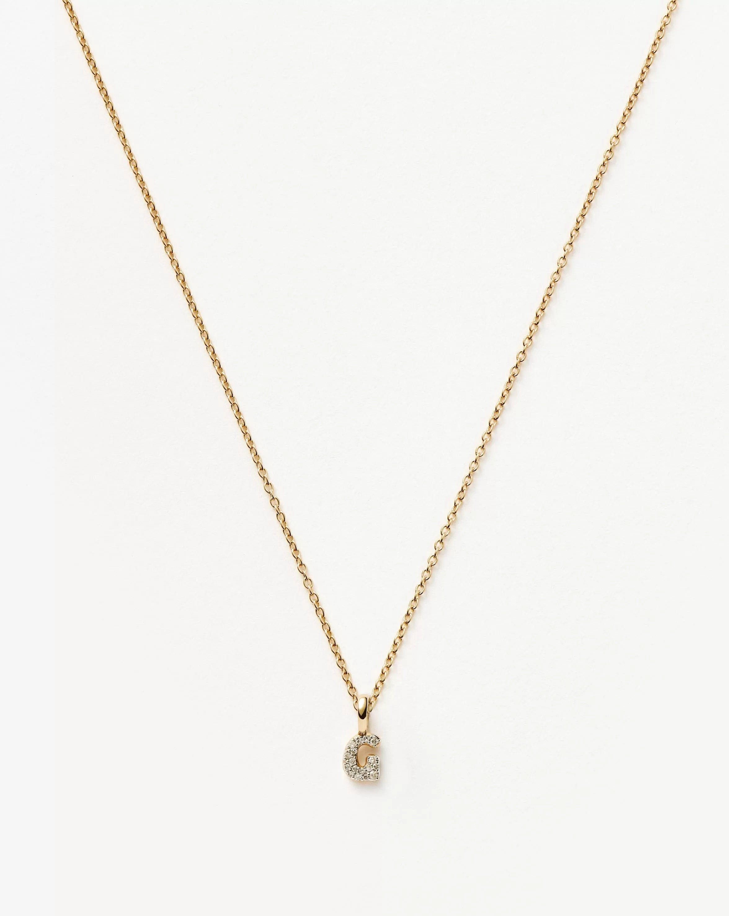 Fine Diamond Initial Mini Pendant Necklace - G | 14k Solid Yellow Gold Plated/Diamond