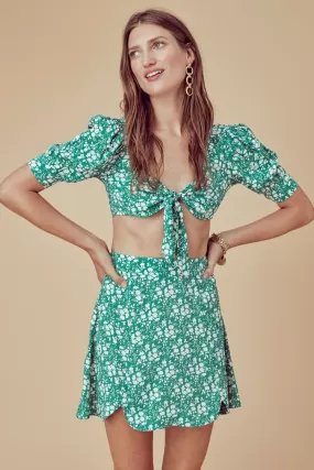 For Love and Lemons Zamira Floral Mini Skirt Kelly