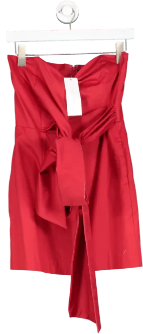 French Connection Red Florida Winter Strapless Dress UK 8