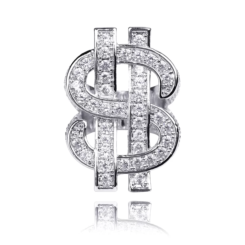 Full Iced Giant Dollar Sign Ring