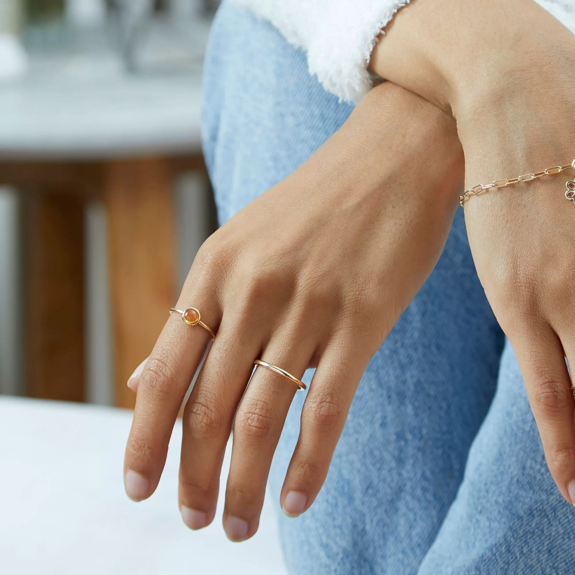 Gemstone Stacking Ring With Amethyst